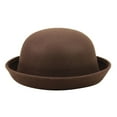 thumbnail image 1 of Elegant Adults Solid Hat Roll Up Brim Panama Bowler Hat Bucket Hat Mens Womens Classic Wool Round Bowler Hats Cap, 1 of 3