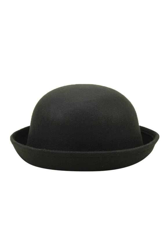 Elegant Adults Solid Hat Roll Up Brim Panama Bowler Hat Bucket Hat Mens Womens Classic Wool Round Bowler Hats Cap