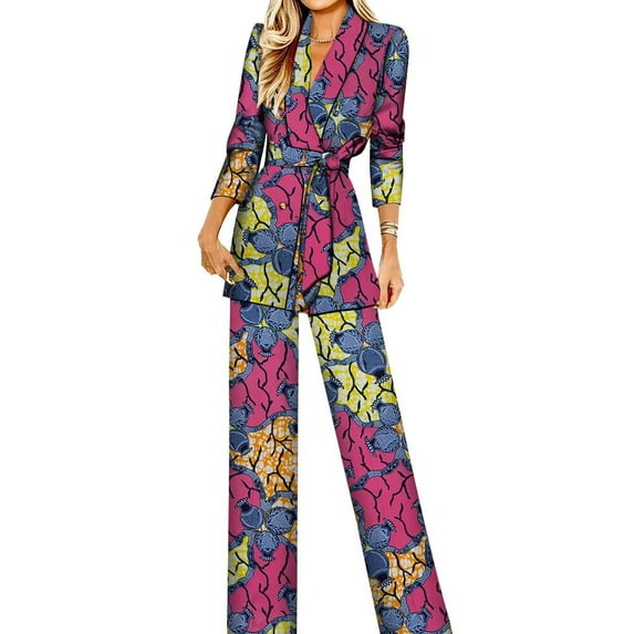 Elegant African Women Suit Blazer and Pants Set Formal Clothes Set for Office Lady Party Cocktail Suits