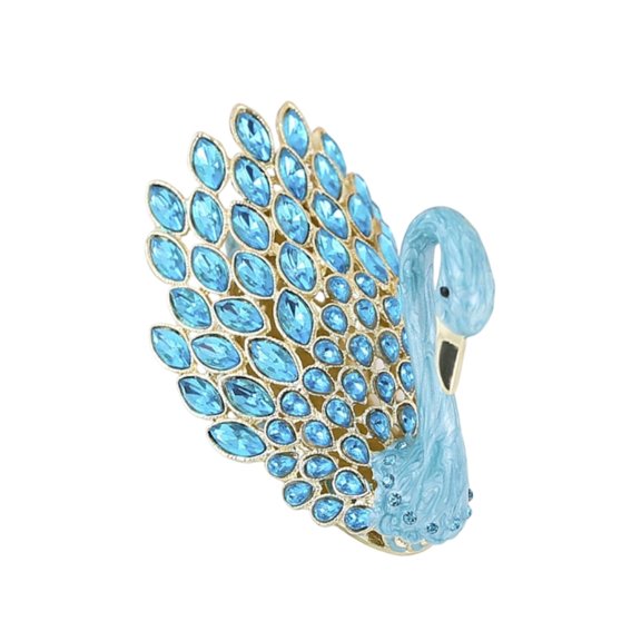 Elegant Alloy Enamel Jewelry Storage Box Swan Designs And Sparkling Display Case For Women