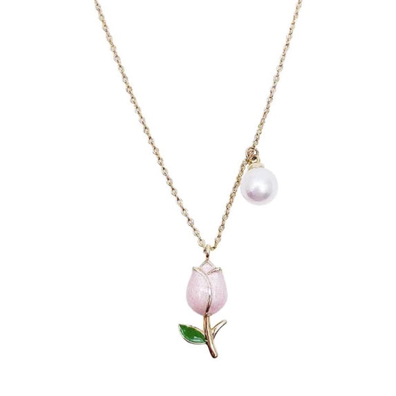Elegant Alloy Tulip Flower Necklace and Earrings Set for Women Gift Giving Occasions