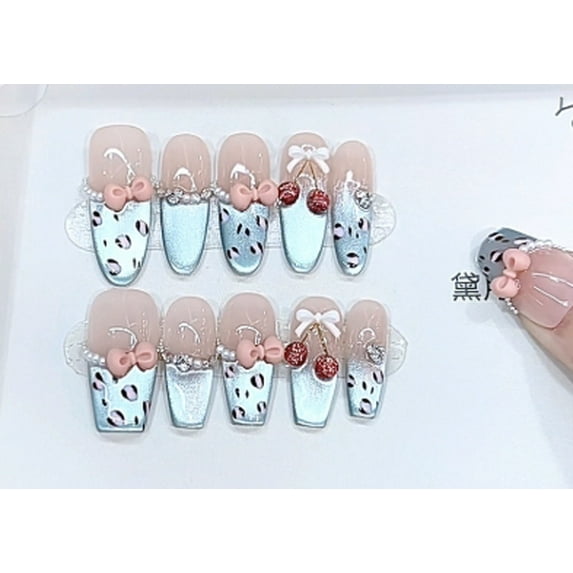 Elegant Almond Press On Nails - No Glue Needed, Reusable False Nails with French Designs