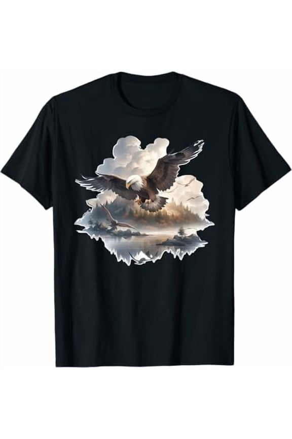 Elegant American Bald Eagle in Flight Photo Portrait Eagle Lover Gifts Unisex Men Women T-Shirt Black