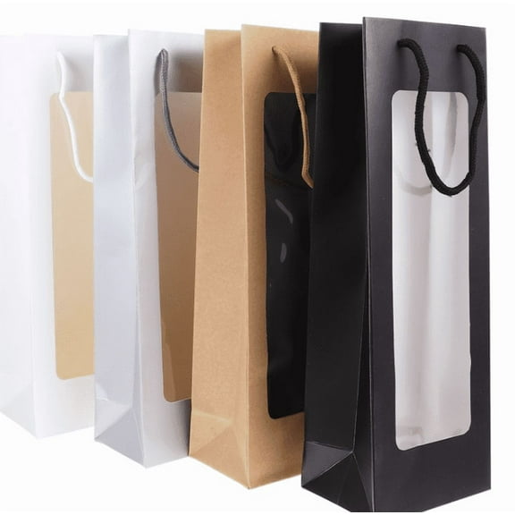 Elegant And Functional: Four Striped Transparent Cardboard Wine Packaging (White Silver Black )