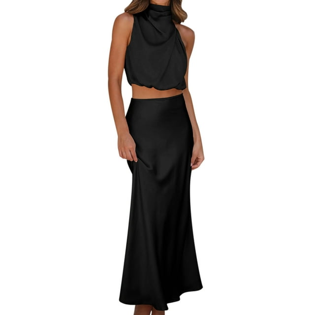 Elegant And Women's Halter Neck Maxi Dress Set Casual And Stylish ...