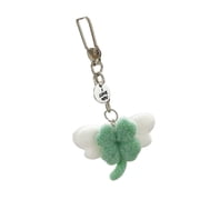 Elegant Angel Charm Keychain Four Leaves Clovers Pendant Keyring Fashionable Accessories For Keys Wallet