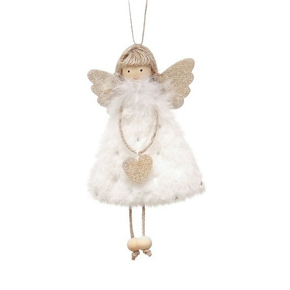 Elegant Angel Christmas Ornament with Glitter Wings and Heart Charm Perfect Holiday Tree Decoration
