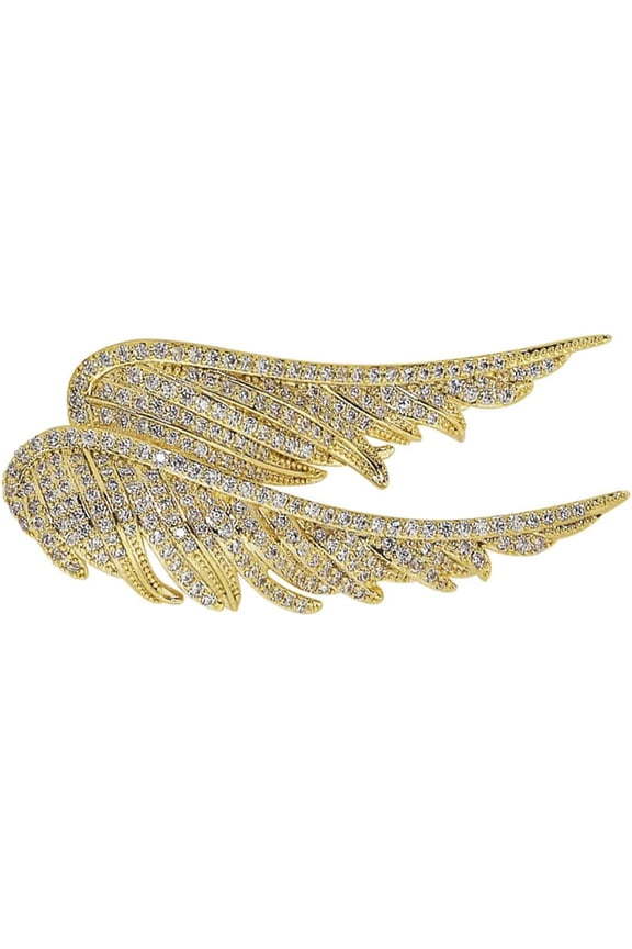 Elegant Angel Wings Feather Suit Pin Collar Pin Brooch for Women Wedding Party Decoration Birthday Christmas Gift Gold and Silver (Gold)