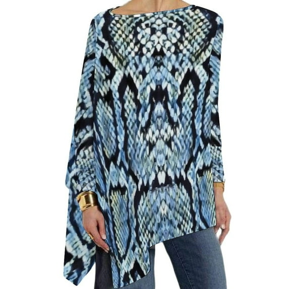 Elegant Animal Snake Skin Print T Shirts Aesthetic T Shirt Womens Long Sleeve O Neck Street Fashion Tops Oversized Prin