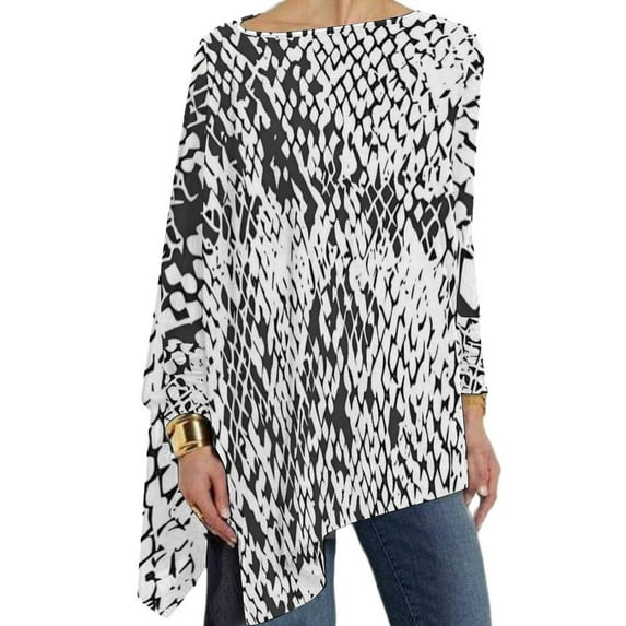 Elegant Animal Snake Skin Print T Shirts Aesthetic T Shirt Womens Long Sleeve O Neck Street Fashion Tops Oversized Prin