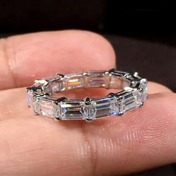 Elegant Anniversary 925 Silver Ring Cubic Zircon Jewelry Women Sz 6-10