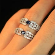 GWENDOGO Elegant Anniversary Jewelry Cubic Zirconia 925 Silver Ring Gifts Sz 6-10