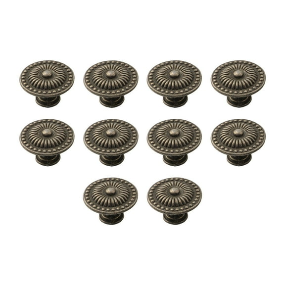 Elegant Antique Brass Cabinet Knobs Round Vintage Drawer Pulls (10 Pack)