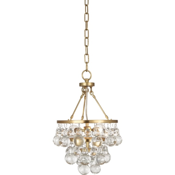 Elegant Antique Brass Pendant Light with Glass Drops - Romantic Lighting Fixture for Home Decor | UL Listed, 2 Bulb E12 Socket, 14.75 inch Height