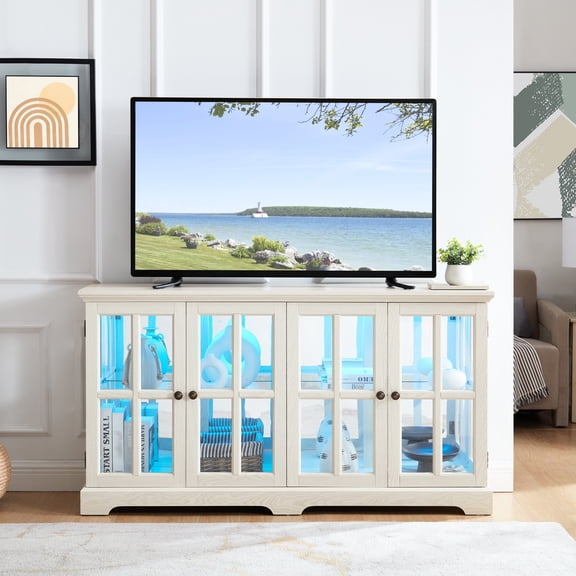 Elegant Antique White Cabinet With Adjustable Shelves And Trendsetting Design Display Remote Control Led Lights