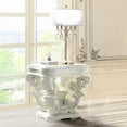 thumbnail image 1 of Elegant Antique White End Table With Delicate Floral And Silver Trim Ornaments Square Patterns, 1 of 2