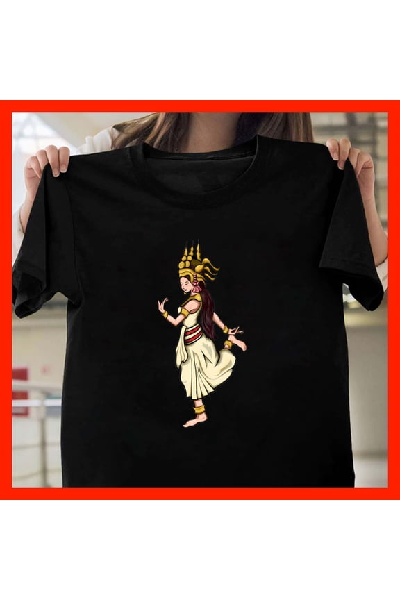 Elegant Apsara Dancer T-Shirt Traditional Southeast Asian Art Cultural Heritage Apparel X791, for men and women, Extended Sizes Up to 5XL