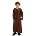 thumbnail image 1 of Elegant Arabic Thobe Kaftan Robe Set Traditional National Embroidered Long Sleeve Wear for Teenage Boys, 1 of 8