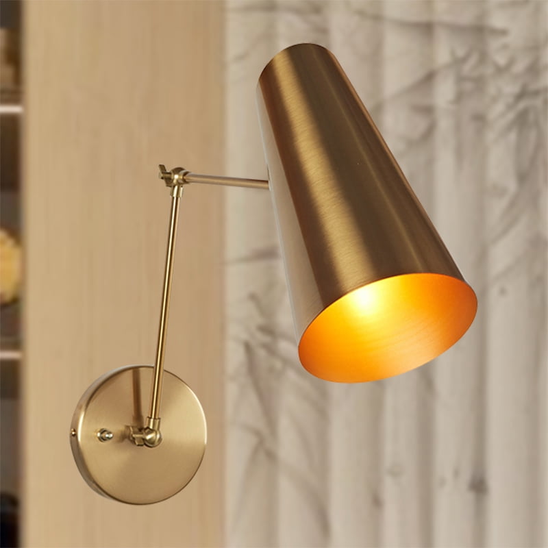 Mid-Century Modern Articulating Metal Sconce - Adjustable Brass Wall Light, Hardwired For Living Room