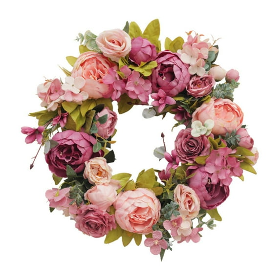 Elegant Artificial Floral Wreath for Front Door Peony Rose Decor Lifelike Silk Flowers