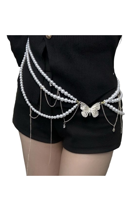 Elegant Artificial Pearls Waist Chain Tassels Waist Jewelry For Women Wedding