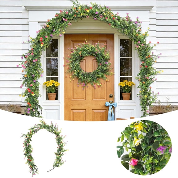 Elegant Artificial Vine Garland with Flowers, Greenery for Home Decor, Wedding Party Backdrop, Wall Hanging, Indoor Outdoor Decoration, Spring Summer Artificial Flowers for Decoration