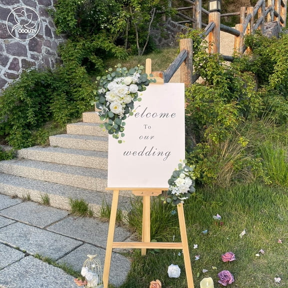 Elegant Artificial Wedding Flowers Set of 2 Lifelike Silk Floral Swags for Arch Welcome Sign Chair Back Decor Bridal Shower Decorations and Reception