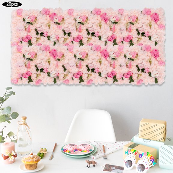 Elegant Artificial Wedding Flowers Wall Decoration Decorative Rose Hydrangea Flower Panels Flower Wall for Home Party Christmas Festival Photo Backgdrop Decor