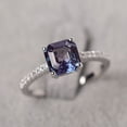 thumbnail image 1 of Elegant Asscher Cut Alexandrite Engagement Ring Color Changing June Birthstone Ring, 1 of 2