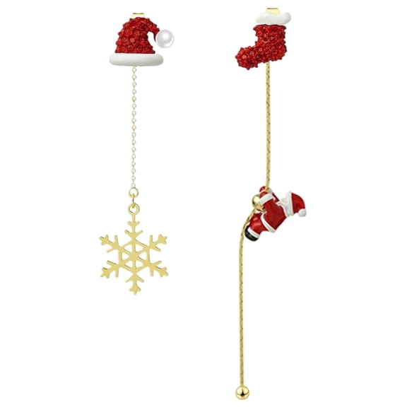 Elegant Asymmetrical Alloy Christmas Earrings Holiday Jewelry Party Accessories