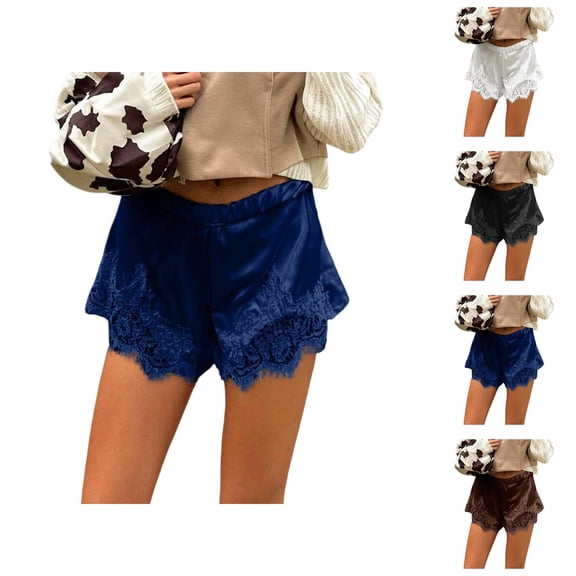 Elegant Autumn Casual Wide Leg Lace Trim Shorts Fashionable Comfortable Daily Wear Trousers For Ladies Style