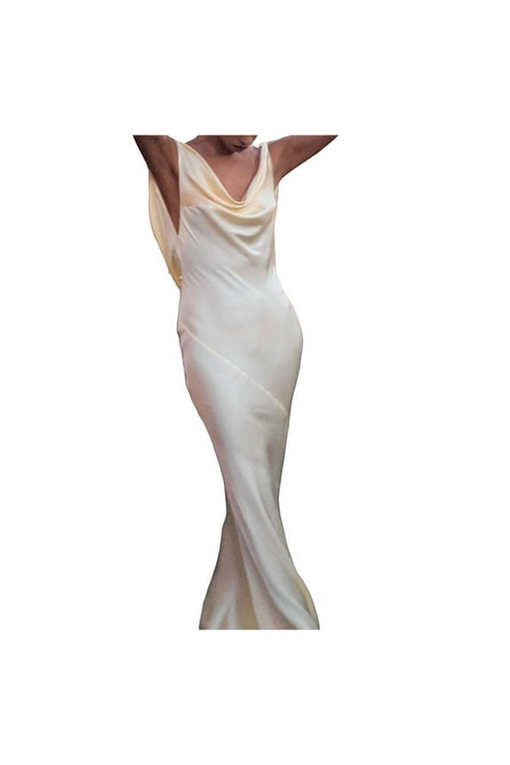 Elegant Backless Bodycon Dress Women's Sleeveless Slim Fit Party Evening Attire Wrap Dress Casual Comfortable Stylish