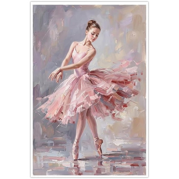 Elegant Ballerina Wall Art Poster Graceful Pink Tutu Dance Scene Print Romantic Ballet Inspired Decor for Bedroom Living Room Home Decor Gift-