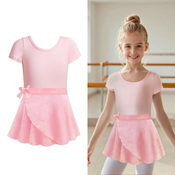 Elegant Ballet Dance Leotard Outfit For Girls With Detachable Skirt And Ruffle Sleeve Design