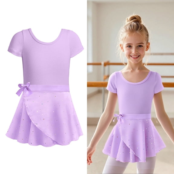 Elegant Ballet Dance Leotard Outfit For Girls With Detachable Skirt And Ruffle Sleeve Design