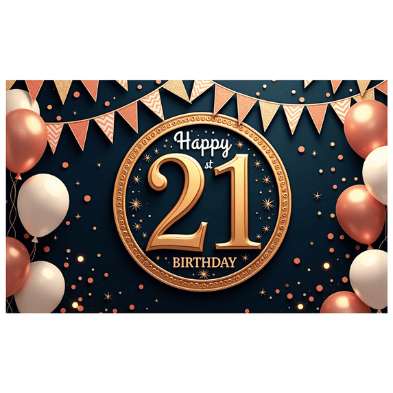 Elegant Banner Birthday Party Decoration Gold Design for 21st Celebration Anniversary Indoor Party Event