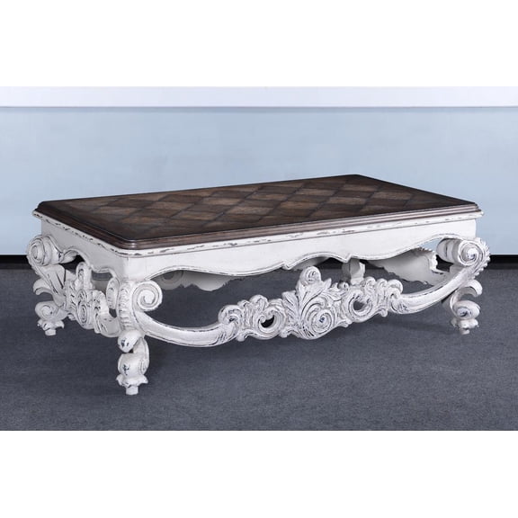 Elegant Baroque Cocktail Table with Hand-Carved Oak