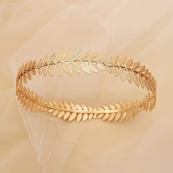 Elegant Baroque Golden Olive Branch Crown Headband for Brides and Bridesmaids