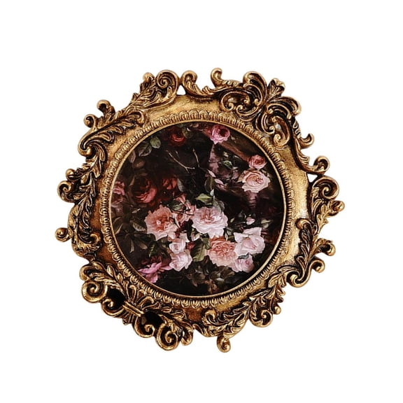 Elegant Baroques Resins Photo Frame with Antique Design Vintage Round Golden Picture Frame Wall Hanging or Desktop