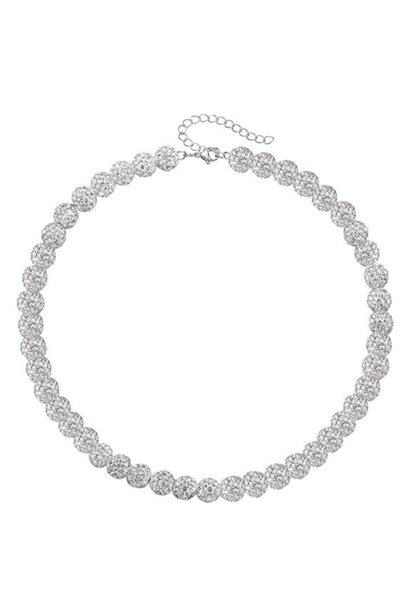 Elegant Baseball Necklace Rhinestones Disco Ball Beaded Clavicle Chain Fashionable Neckchain Jewelry for Fitness Lovers