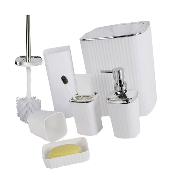 Elegant Bathroom Accessories Set 6Pcs Hydraulic Shampoo Dispenser Cup Toothbrush Holder Mouth Cup