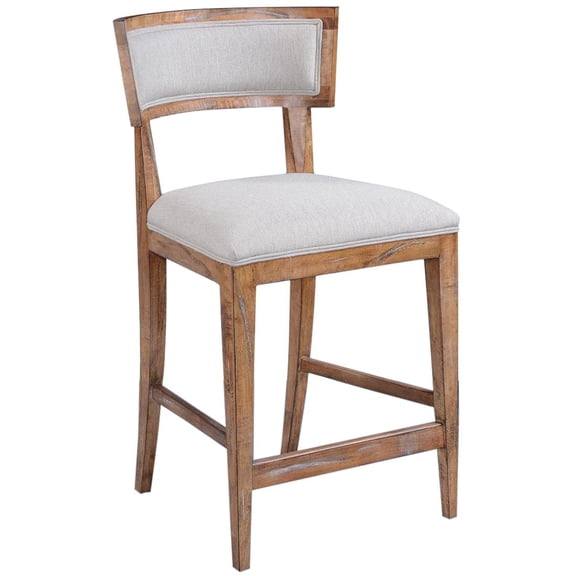 Elegant Beachwood Counter Stool with Performance Fabric
