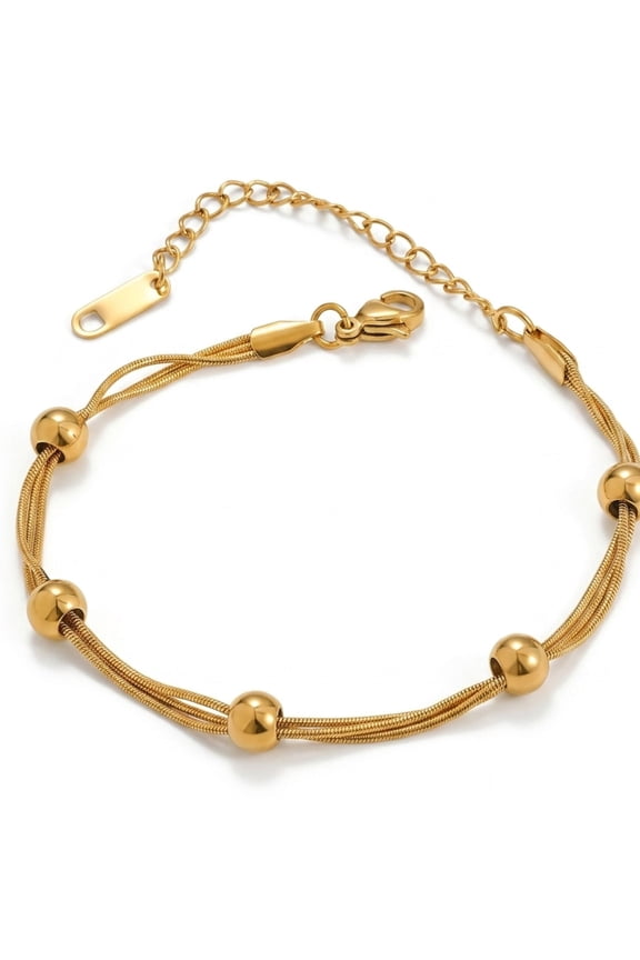 Elegant Beaded Chain Bracelet for Women with Adjustable Multi Strand Design Stylish Fashion Jewelry Accessory