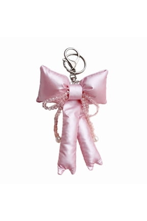 Elegant Beaded Keychain Phone Charm Unique Keyring Padded Bowknot Bag Pendant Accessory for Purse Backpack Handbag