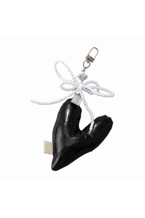 Elegant Beaded Keychain Phone Charm Unique Keyring Padded Heart Bowknot Bag Pendant Accessory for Purse Backpack Handbag