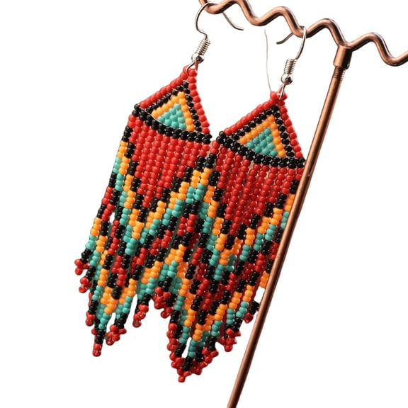 Elegant Beaded Tassels Earrings Bohemian Styles Glass Beads Handmade Dangle Ear Accessories Jewelry for Women