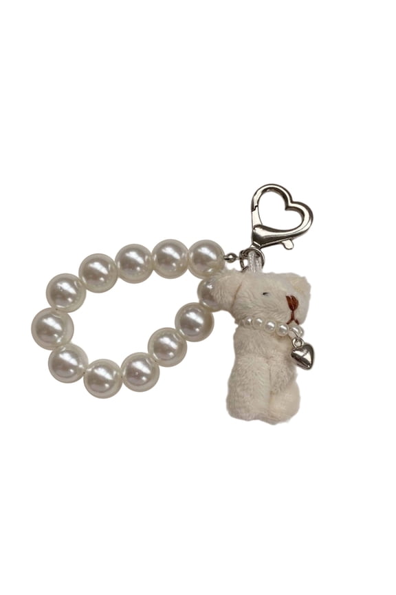 Elegant Bear Keyring Phone Charm Soft Plush Keychain Fashion Decoration Accessory Bag Pendant for Women