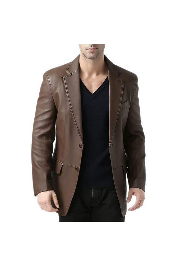 Elegant Beautiful Brown 100% Genuine Lambskin Leather Lightweight Soft Satin lining with comforatble to carry Blazer for Men - XXL Size