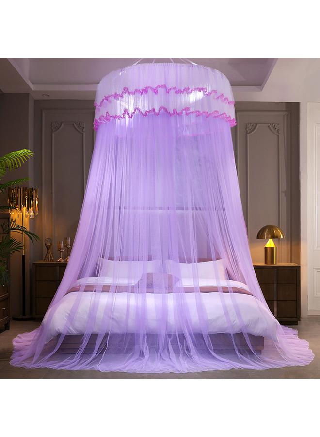 Elegant Bed Canopy Net Polyester Purple 1.5*2m，Luxurious Bed Canopy for Girls & Adults, Round Dome Lace Princess Canopies Netting