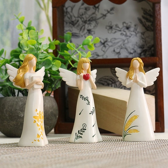 Elegant Beige Angel Figurines for Home Decoration, Delicate Art Ornaments Suitable for Bedroom, Living Room, Study, Entryway Tables and Various Indoor Space Daily Styling, Multicolor